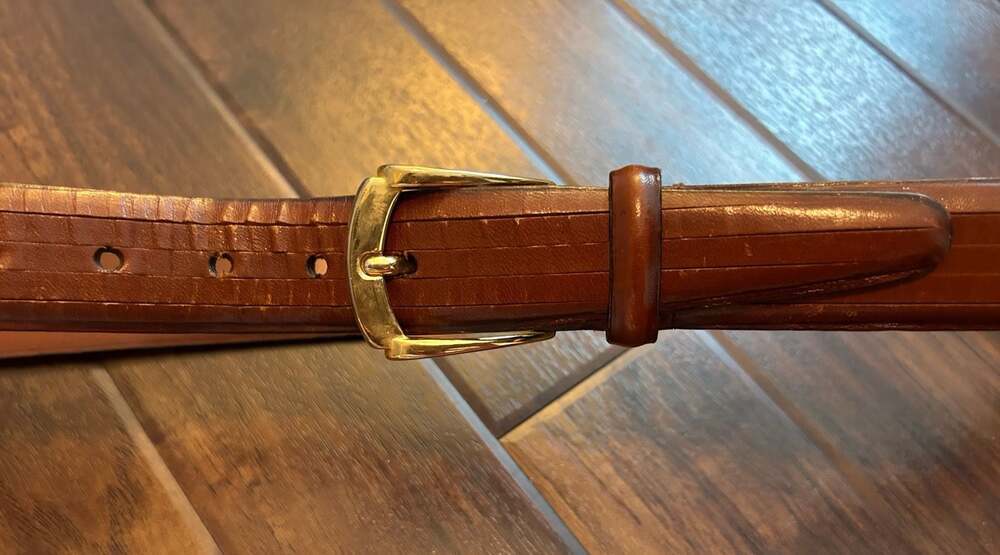 Torino Aniline Kipskin Leather Belt with Brass Buckle classic collegiate